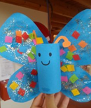 Toy butterfly made out of a paper towel roll