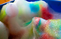 Soap bubbles in rainbow colors