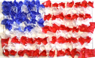American flag craft made from red, white, and blue tissue paper