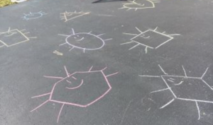 Bugs drawn on pavement with chalk