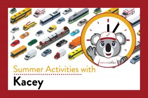 Summer activities with Kacey with toy cars and trucks