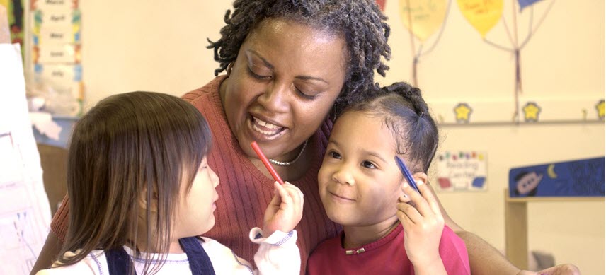 Child care provider with two preschool children