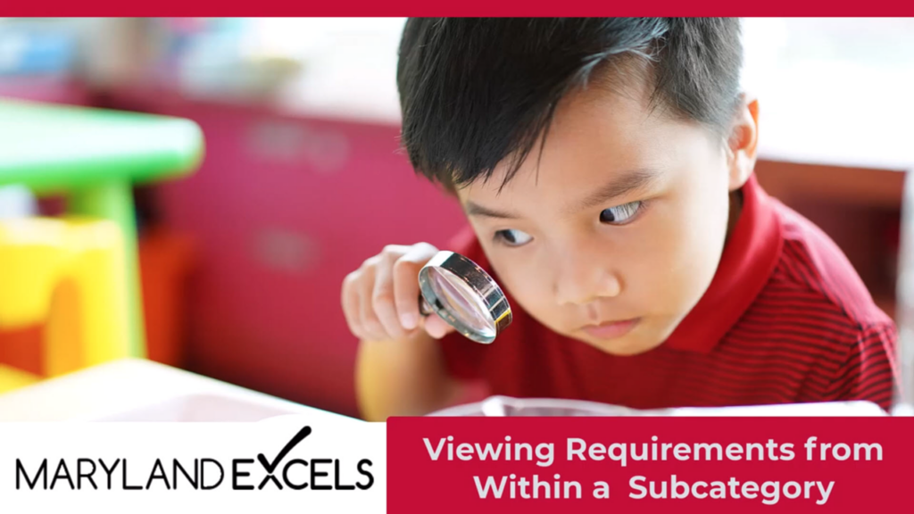 Viewing Requirements from within a subcategory, You Tube video opens in new window